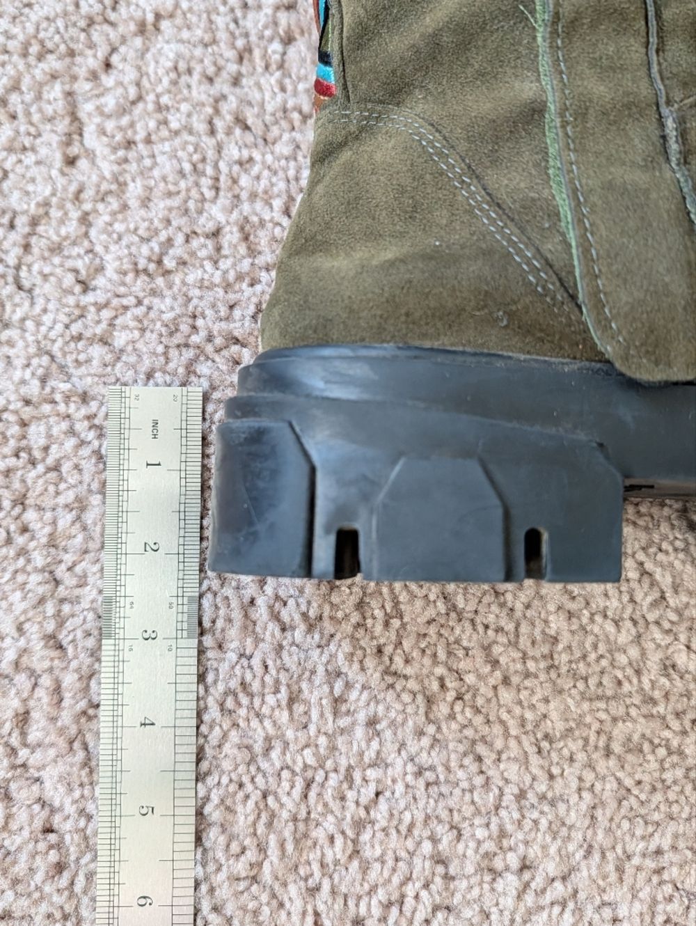 Farm Rio Womens Army Green Suede Embroidered Calf High Lug Sole Boots Size 9.5 - Picture 11 of 12